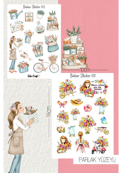 Bahar Temalı Parlak Sticker 02-03 Ajanda Planlayıcı Bullet Journal Için Uygundur