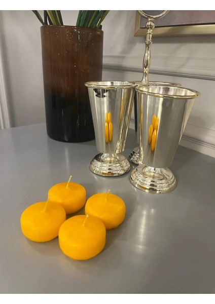 Iv Blue Purple Candle Floating In Water Anti Tobacco 4'lü Turuncu Sigara Kokusu Yokedici Mum