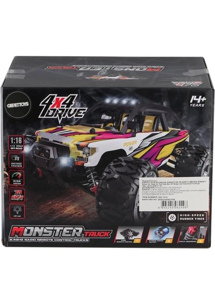 Nessiworld 866-1612 1:16 Kumandalı 70 Km/h Monster Truck 4x4