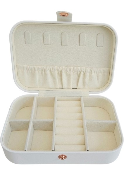 Çıtçıtlı Deri Midi Boy Takı, Seyahat ve Mücevher Çantası,kutusu Beyaz (11X16 Cm) modelleri