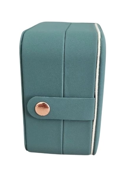 Çıtçıtlı Deri Mini Boy Takı, Seyahat ve Mücevher Çantası,kutusu Koyu Yeşil (10X10 Cm) fiyatları