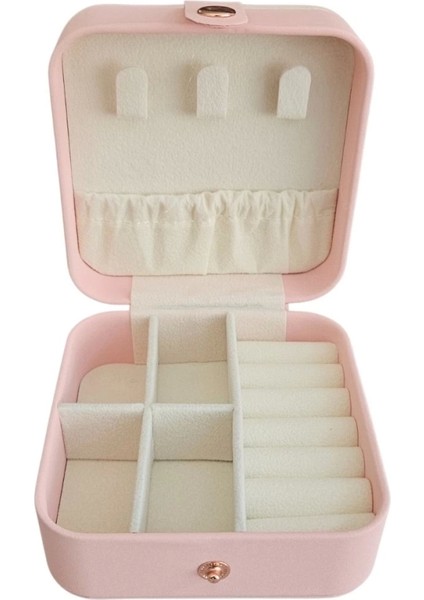 Çıtçıtlı Deri Mini Boy Takı, Seyahat ve Mücevher Çantası,kutusu Pudra (10X10 Cm) modelleri