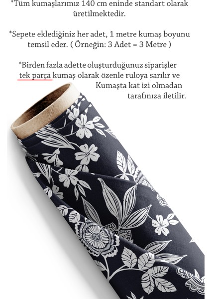 Lacivert Klasik Çiçekli Dijital Baskılı Döşemelik Koltuk Kumaşı