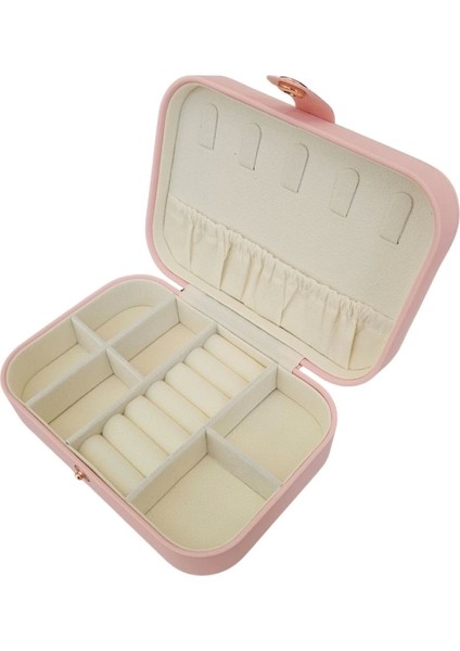 Çıtçıtlı Deri Midi Boy Takı, Seyahat ve Mücevher Çantası,kutusu Pudra (11X16 Cm)