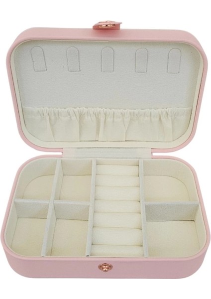 Çıtçıtlı Deri Midi Boy Takı, Seyahat ve Mücevher Çantası,kutusu Pudra (11X16 Cm) fırsatları