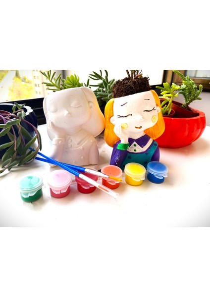 1 Adet Sukulent Saksı-Aktivite-Çocuk Gelişim-Sanat-Hediye-Okul Öncesi-Hobi-Aile Etkinlik
