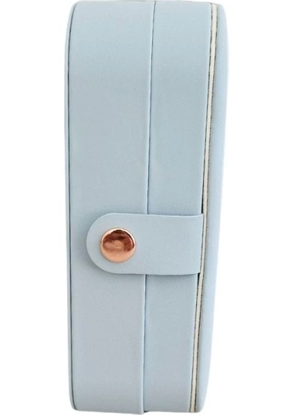 Çıtçıtlı Deri Midi Boy Takı, Seyahat ve Mücevher Çantası,kutusu Bebe Mavisi (11X16 Cm) modelleri