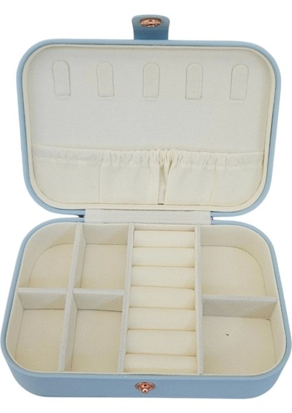 Çıtçıtlı Deri Midi Boy Takı, Seyahat ve Mücevher Çantası,kutusu Bebe Mavisi (11X16 Cm) indirimleri