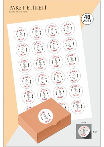 Afiyet Olsun Etiket Sticker Etiketi 48 Adet 4x4 cm