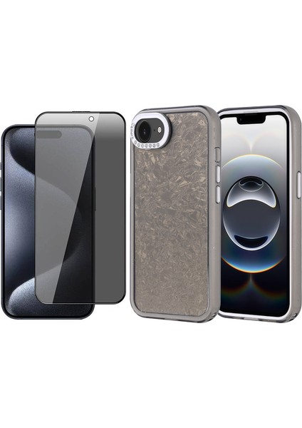 Apple iPhone 16E Kılıf Taşlı Tasarımlı Zore Kapi Kapak + Hayalet Ekran Koruyucu