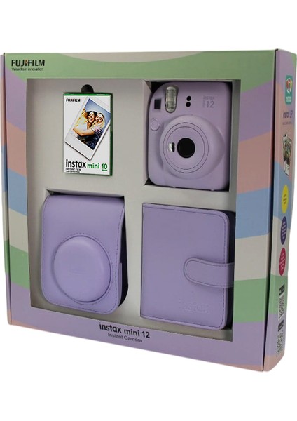 Instax Mini 12 Fotoğraf Makinesi Askı Pil Çanta 10’lu Film Albüm Bundle Box fiyatları
