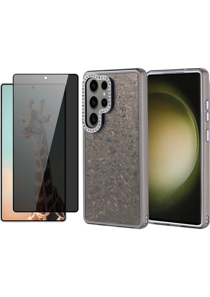 Samsung Galaxy S25 Ultra Kılıf Taşlı Tasarımlı Zore Kapi Kapak + Hayalet Ekran Koruyucu