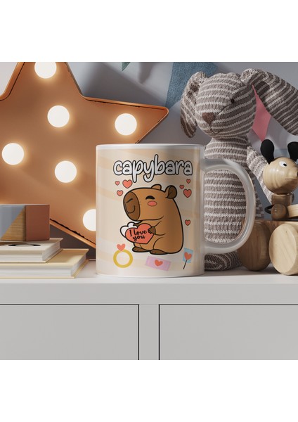 Capybara Temalı Sevimli Tasarım, Komik Hayvan Çizimli, Renkli Porselen Kupa Bardak, Model-4 fiyatları