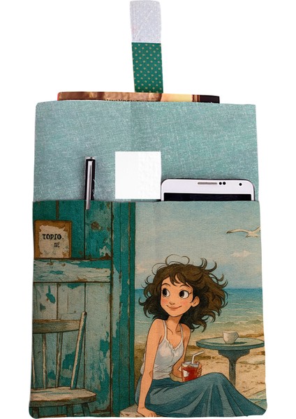 Desenli Yıkanabilir Cepli Kitap Kılıfı 20 x 25 cm Çok Amaçlı Çanta Book Cover