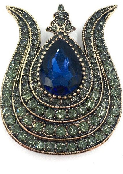Safir Rengi Lale Otantik Broş