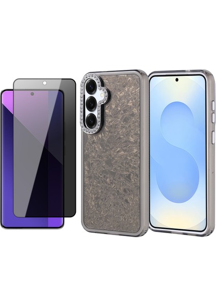 Samsung Galaxy S25 Plus Kılıf Taşlı Tasarımlı Zore Kapi Kapak + Hayalet Ekran Koruyucu