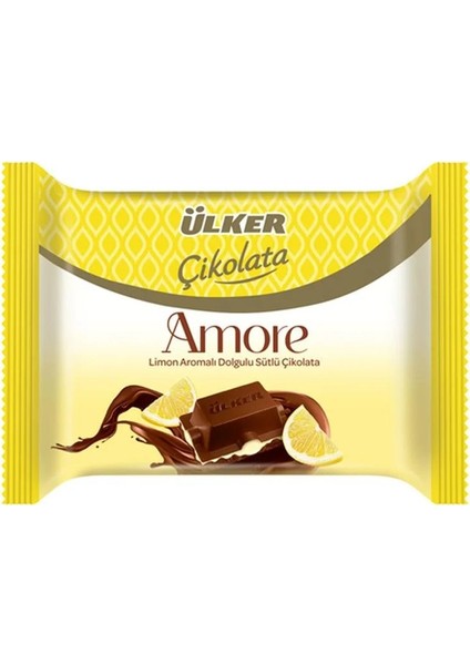 Amore Limon Aromalı Dolgulu Sütlü Çikolata 54 gr x 24 Adet