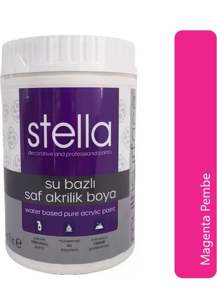 Su Bazlı Saf Akrilik Fayans Boyası 1 Litre RAL4010 Magenta Pembe