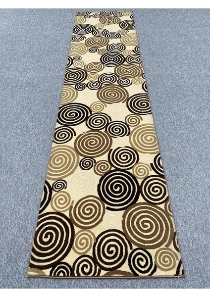 Saray Kesme Halı 10952 A 80X330 Kahve Krem 3 Metre Yolluk