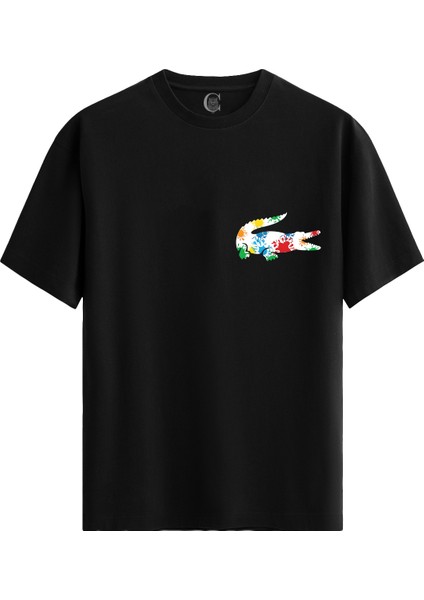 Color Gator - %100 Pamuklu Kadın Siyah Tişört - Premium Quality