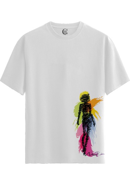 Color Shadow - %100 Pamuklu Kadın Beyaz Tişört - Premium Quality