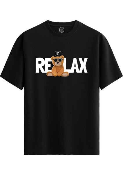 Chill Bear - %100 Pamuklu Erkek Siyah Tişört - Premium Quality