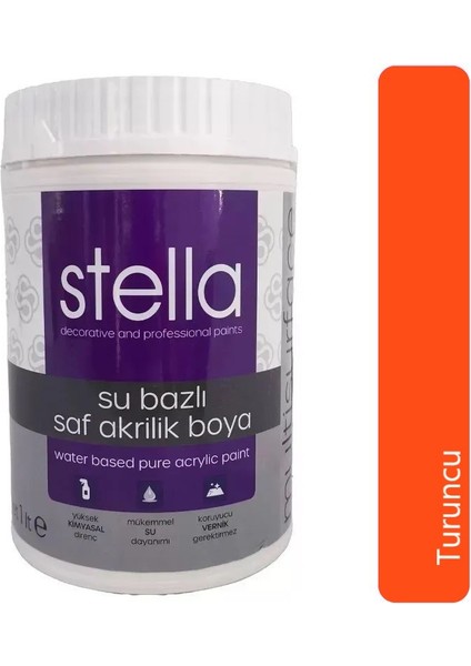 Su Bazlı Saf Akrilik Boya 1 Litre RAL2004 Turuncu