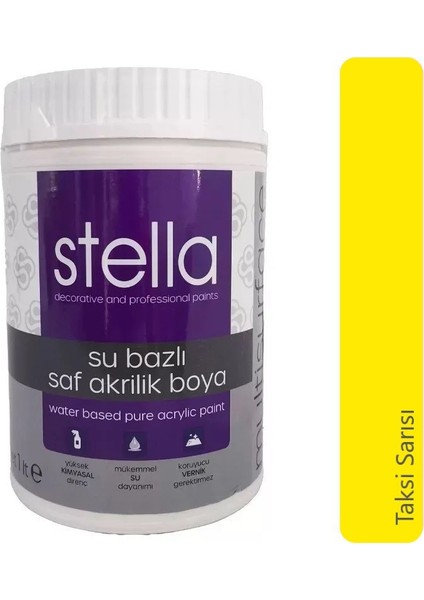 Su Bazlı Saf Akrilik Boya 1 Litre RAL1023 Taksi Sarı