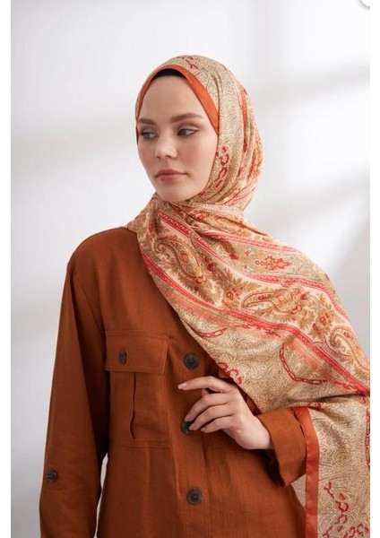Ithal Vual Nuit Desen Şal 04463-CAMEL Orange