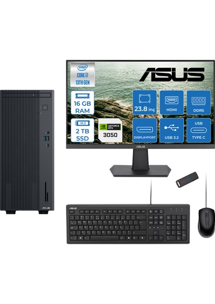 Expertcenter P500MV Intel Core I7-13620H 16GB Ddr5 2tb SSD Freedos 6GB/RTX3050 100HZ IPS 23.8" Mon Minitower Masaüstübilgisayar WL7136216512B0DF04+ZETTAUSBBELLEK