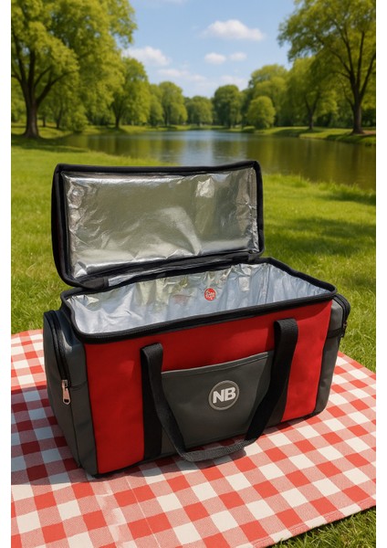 Yandan Cepli Yalıtımlı Soğutucu El Askılı Taşınabilir Kamp Piknik Çantası-Orta Boy