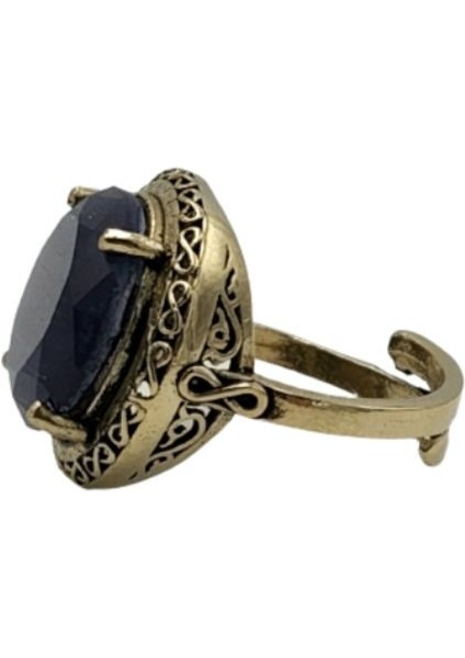 Siyah Yuvarlak Kedi Gözü Otantik Bronz Yüzük fiyatları