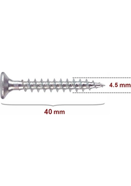 Sunta Vidası 4,5X40 Çinko 50 Adet