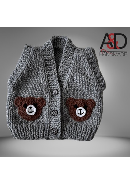 Ayıcıklı Bebek Yeleği>yelek>çocuk Giyim>bebek Hediyesi