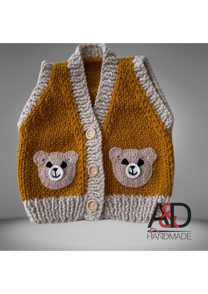 Ayıcıklı Bebek Yeleği>yelek>çocuk Giyim>bebek Hediyesi