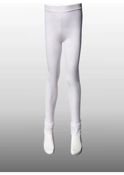 Kız Çocuk Bileği Dantelli Mevsimlik Beyaz Renkli Tayt