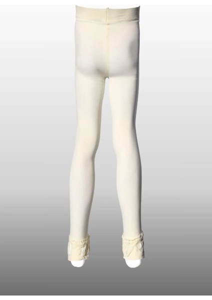 Kız Çocuk Bileği Dantelli Mevsimlik Ekru Renkli Tayt fiyatları