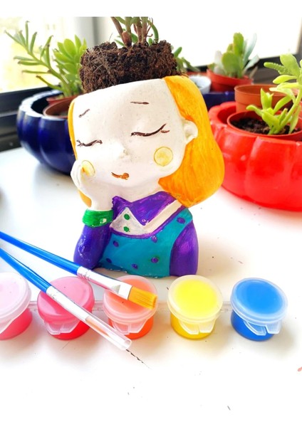 2 Adet Sukulent Saksı-Aktivite-Çocuk Gelişim-Sanat-Hediye-Okul Öncesi-Hobi-Aile Etkinlik