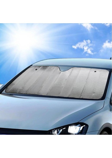 ® 120*55 cm Ambalajlı Vantuzlu Araç Içi Ön Cam Perdesi Katlanabilir Güneşlik