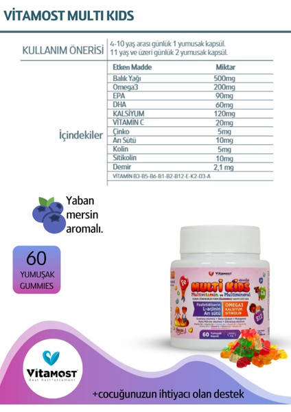 Multi Kıds Gummies 60 Yumuşak Kapsül