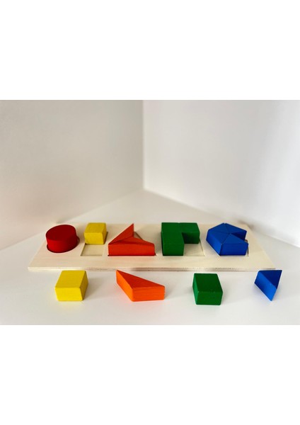 Ahşap 3D Yapboz Geometrik Şekiller Montessori Oyuncak