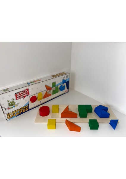 Ahşap 3D Yapboz Geometrik Şekiller Montessori Oyuncak