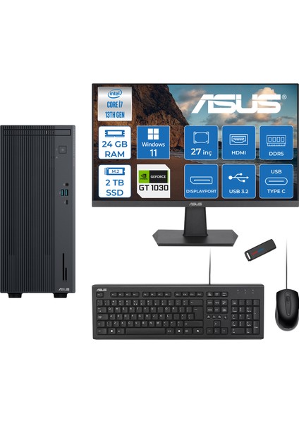 Expertcenter P500MV Intel Core I7-13620H 24GB Ddr5 2tb SSD WIN11PRO 6GB/RTX3050 100HZ IPS 27" Mon Minitower Masaüstü Bilgisayar WM7136216512B0DW09+Zettausbbellek