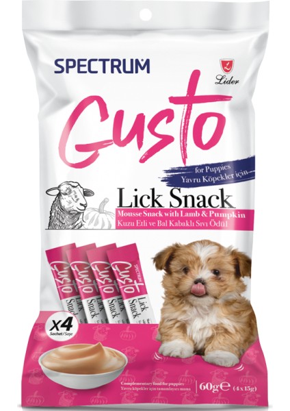 Gusto Lick Snack Kuzu Etli ve Bal Kabaklı Yavru Köpek Sıvı Ödül Maması