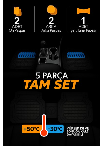 Evrensel Tam Uyum 4d Line MAVI Havuzlu Paspas
