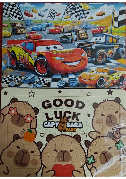 2 Adet Puzzle Yap Boz (33CM*23CM*42PARÇA) (Arabalar / Capybara )