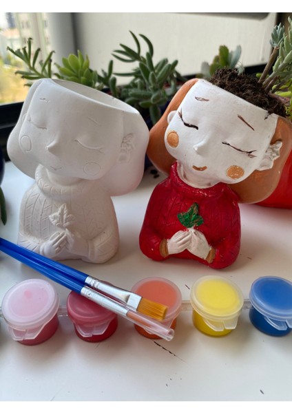 2 Adet Sukulent Saksı-Aktivite-Çocuk Gelişim-Sanat-Hediye-Okul Öncesi-Hobi-Aile Etkinlik
