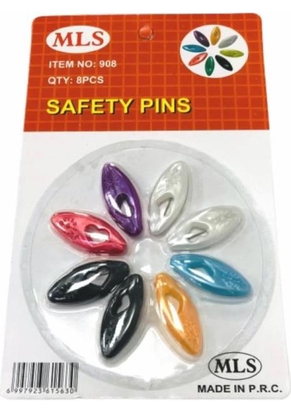 Türban Eşarp Iğnesi 8’li Renkli Şal Iğnesi Çengelli Iğne