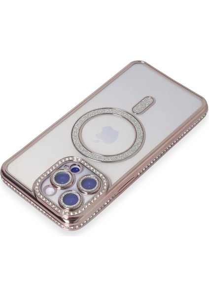 Apple iPhone 14 Pro Max Kılıf Joke Simli Magneticsafe Kılıf - Pembe Zrnet