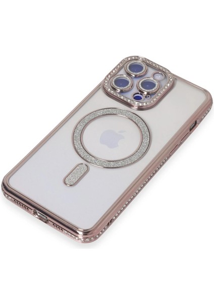 Apple iPhone 14 Pro Max Kılıf Joke Simli Magneticsafe Kılıf - Pembe Zrnet